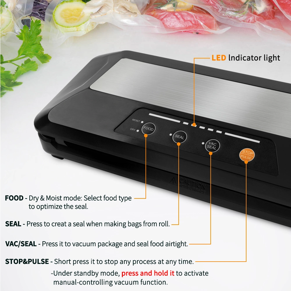 Designed by a Professional Team, The Vacuum Sealer Wet and Dry Food Setting Comes with a Built-in Knife Entry Kit That Can Seal Multiple Packages